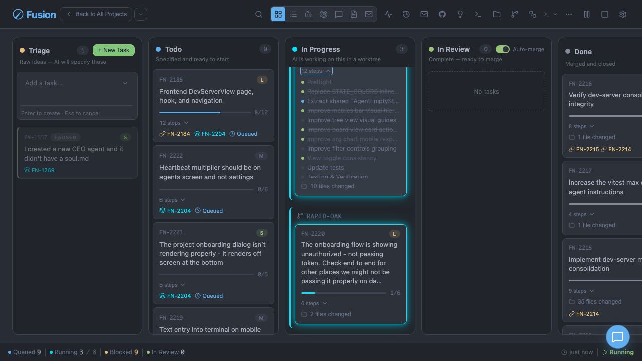 Fusion dashboard board